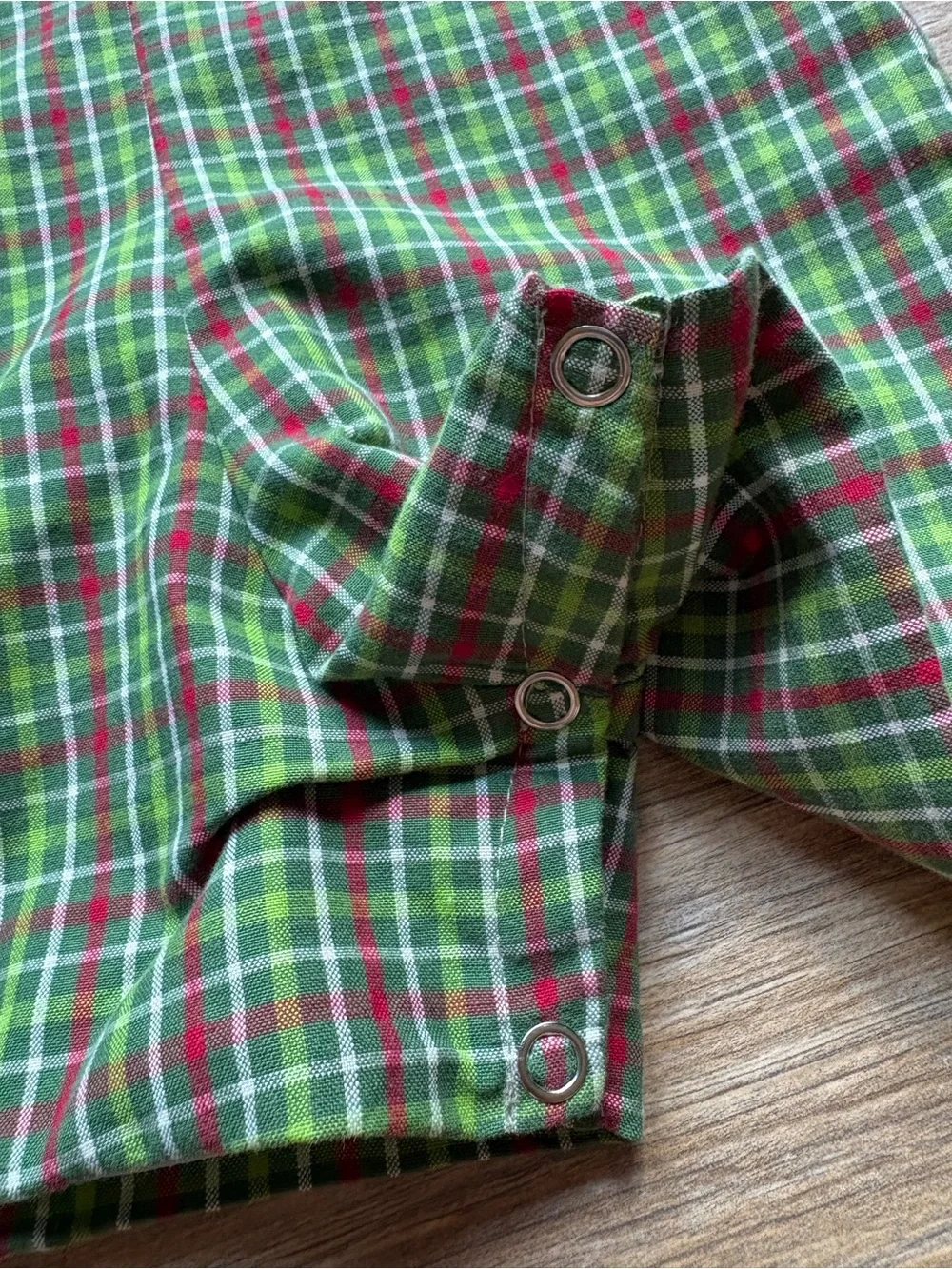 Boys Jack and Teddy Red, White and Green plaid romper, Size 18 months